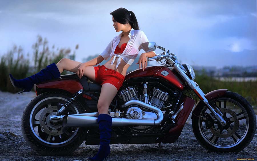 Beautiful girls and motorcycles in Rostov-on-Don