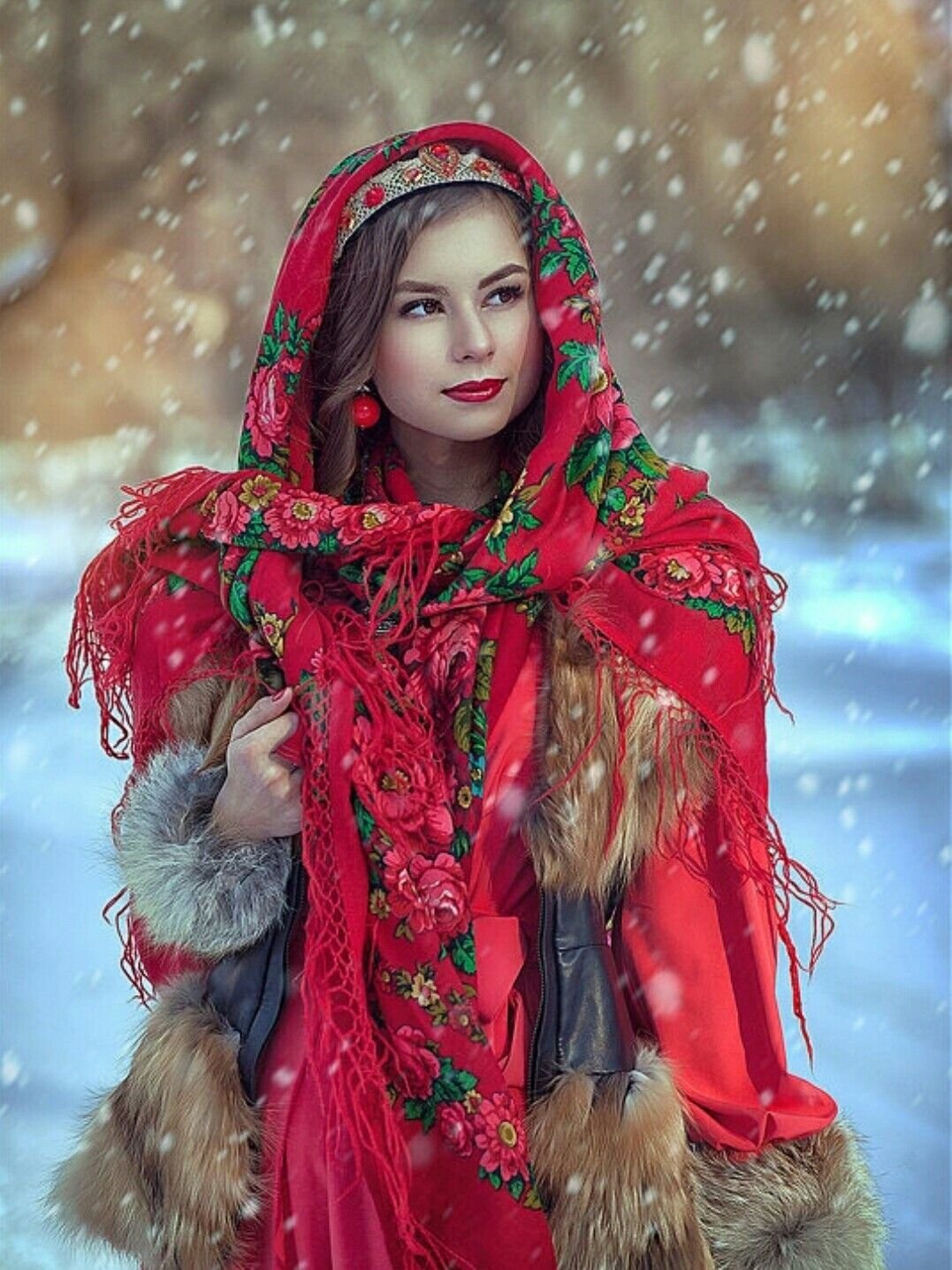 Beautiful girl Women in Slavic costumes in Rostov-on-Don